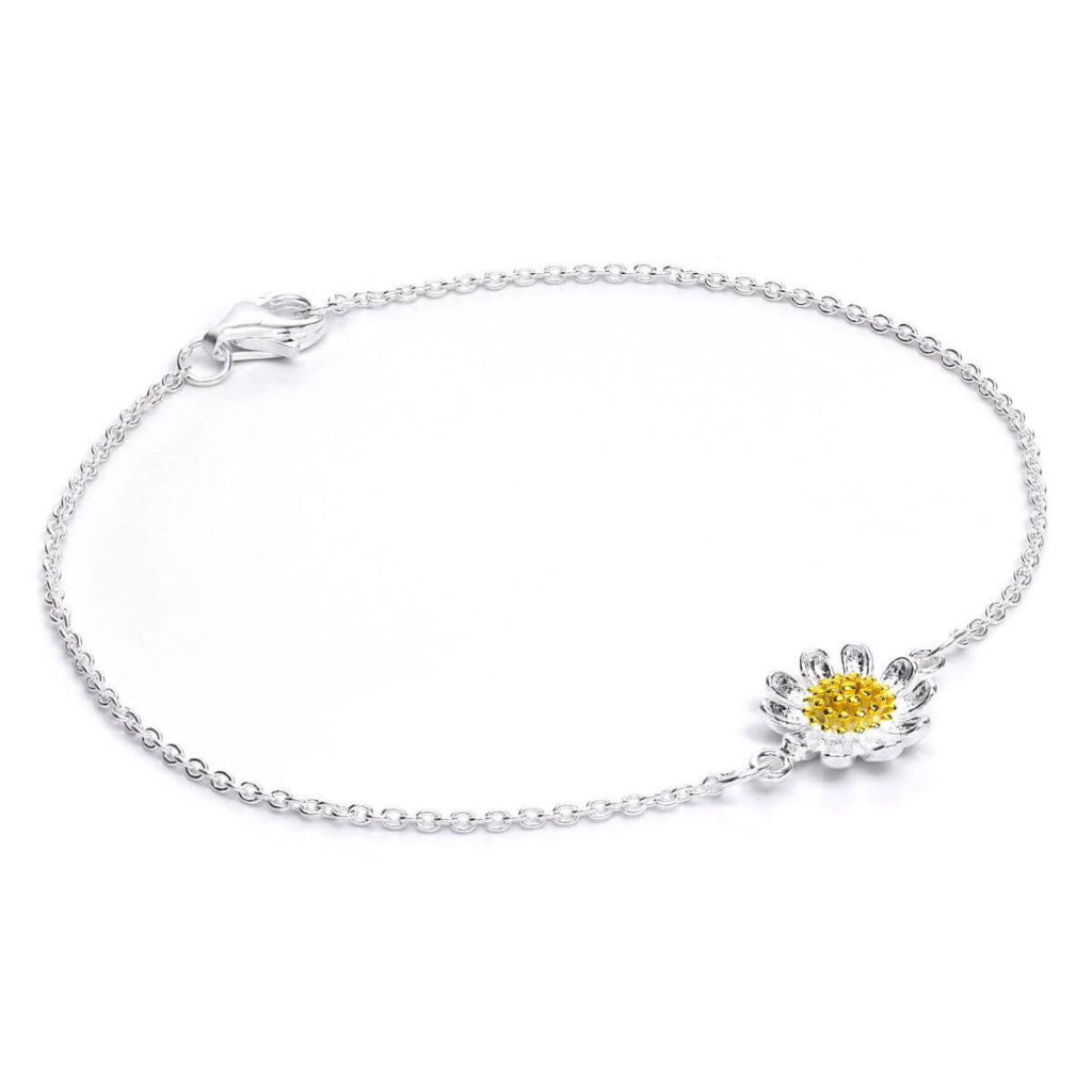 Stray Kids gift - silver and gold bracelet with a daisy pendant.