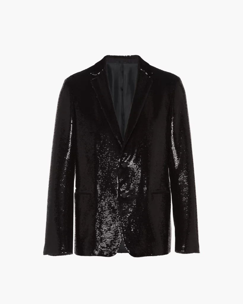 Prada's Single-Breasted Sequined Fabric Jacket