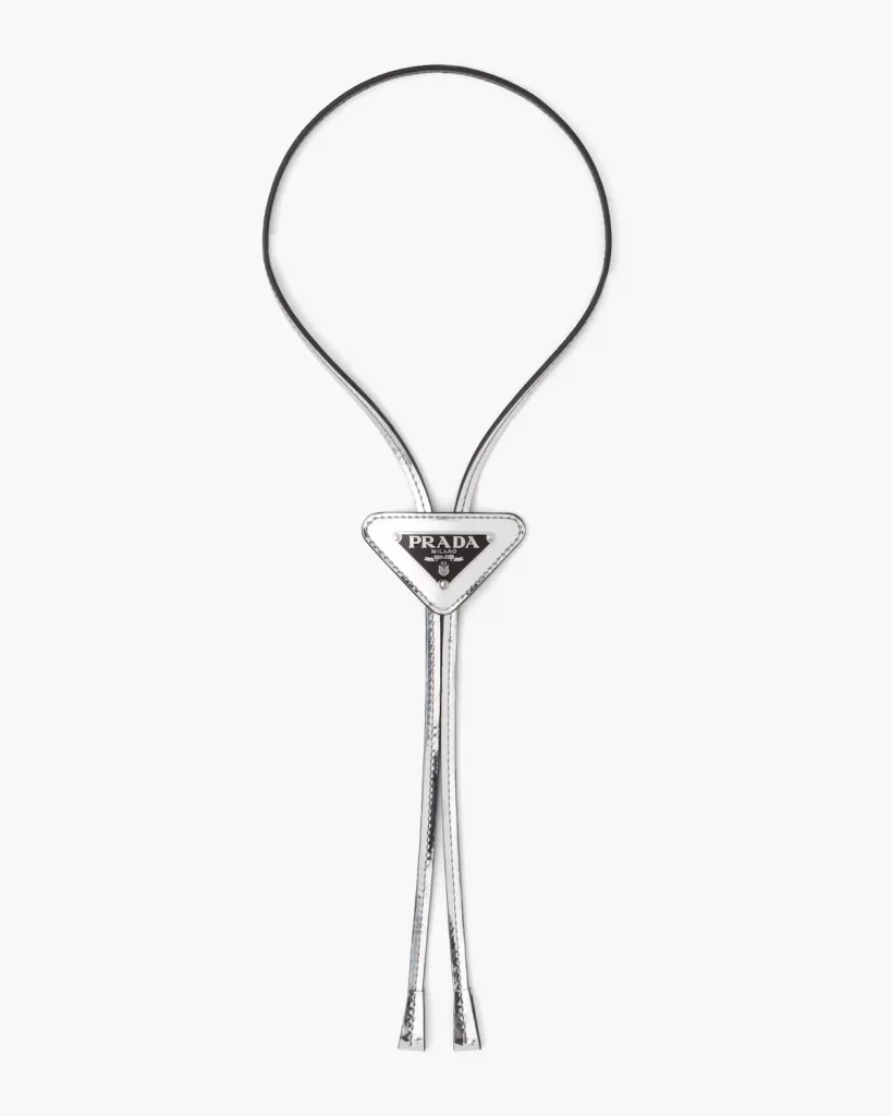 Prada's Brushed Leather Bolo Tie (Silver)