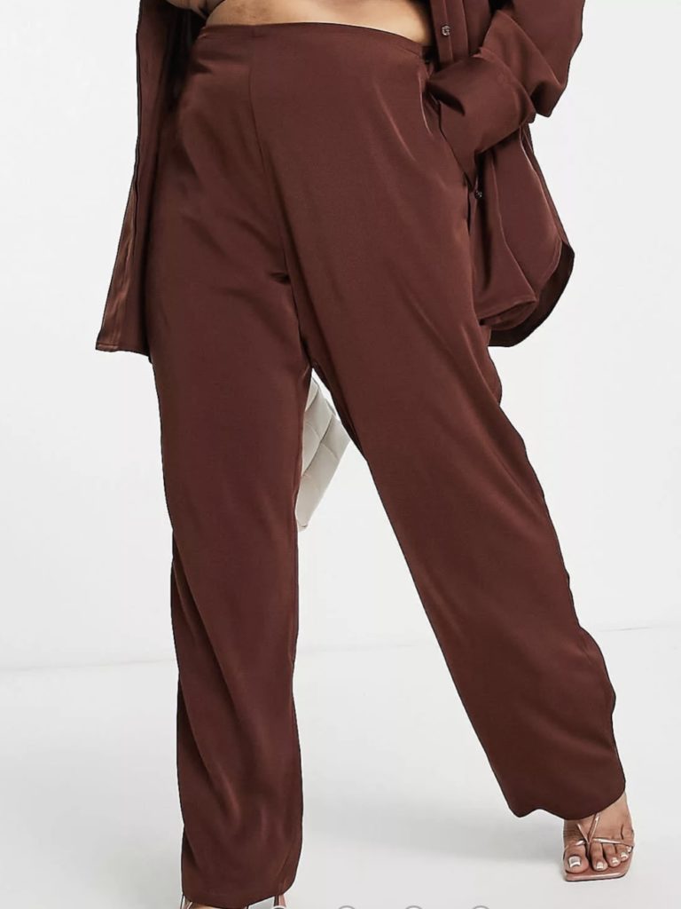 A pair of dark brown sweatpants.