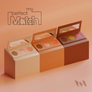 Aeva Beauty's My Perfect Match lineup, a set of highlighter, blush, and bronzer.