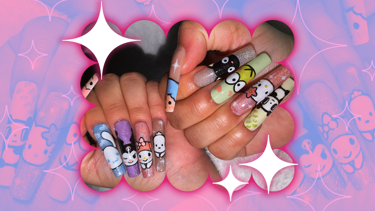 6. Easy Kuromi Nail Designs Using Stickers - wide 2