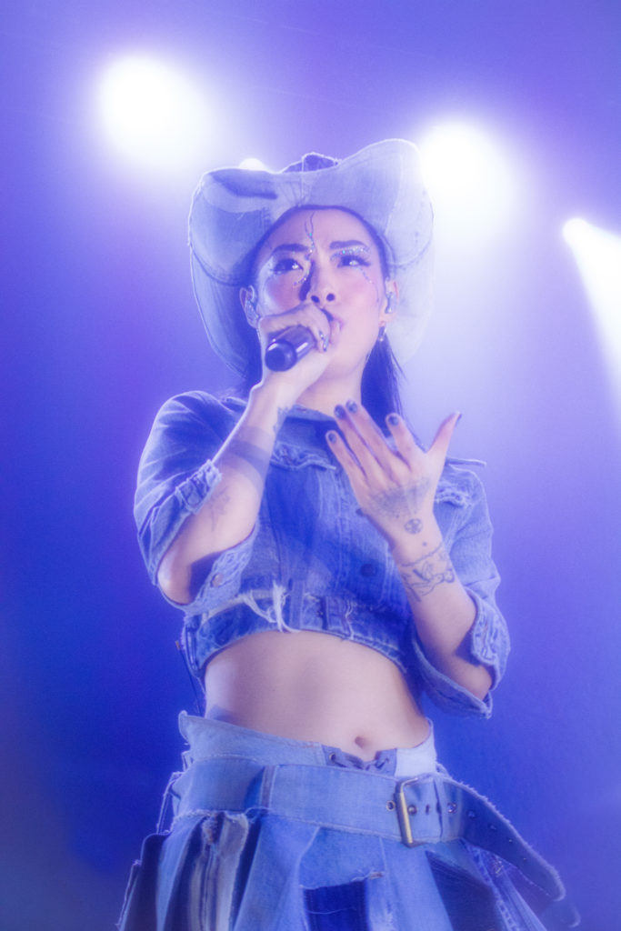 Rina Sawayama performing at her Hold The Girl concert in Los Angeles, November 19.