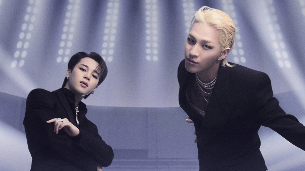 Jimin of BTS and TAEYANG posing for the VIBE single album cover.