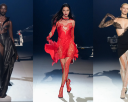 Three looks from the Mugler show in Paris Couture Week 2023.