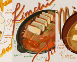 Winter recipes: Mango graham float, kimchi jjigae, and miso soup.